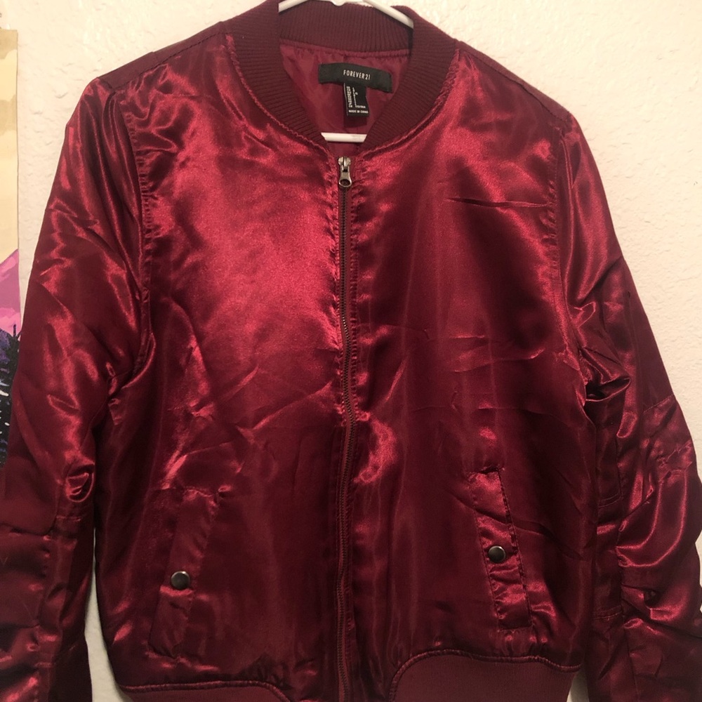 Forever 21 Burgundy Bomber Jacket